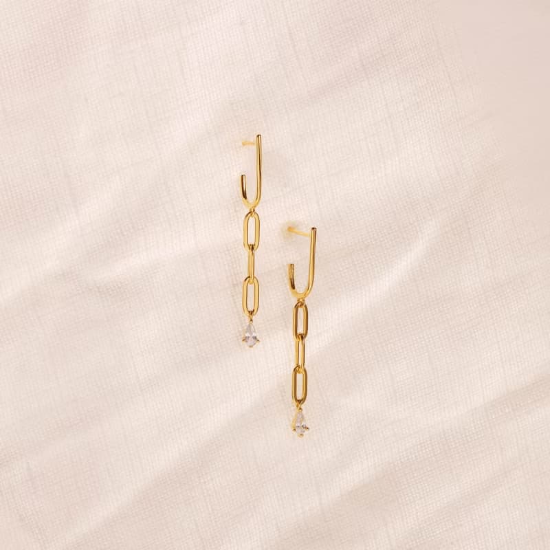 新款 摩登s925純銀環環相扣幾何鏈條耳環女款 時尚長款氣質耳飾