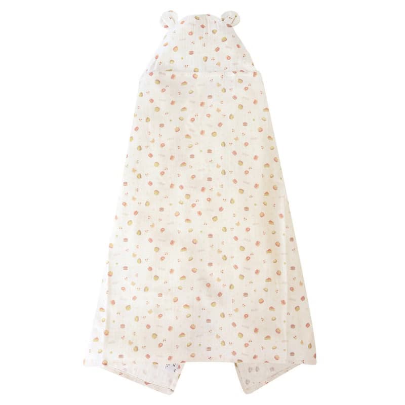 【SISSO有機棉】甜櫻桃開心果二重織連帽紗布巾