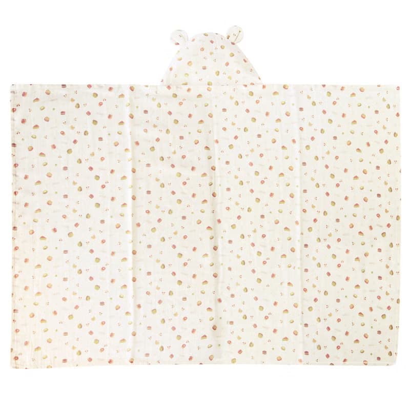 【SISSO有機棉】甜櫻桃開心果二重織連帽紗布巾