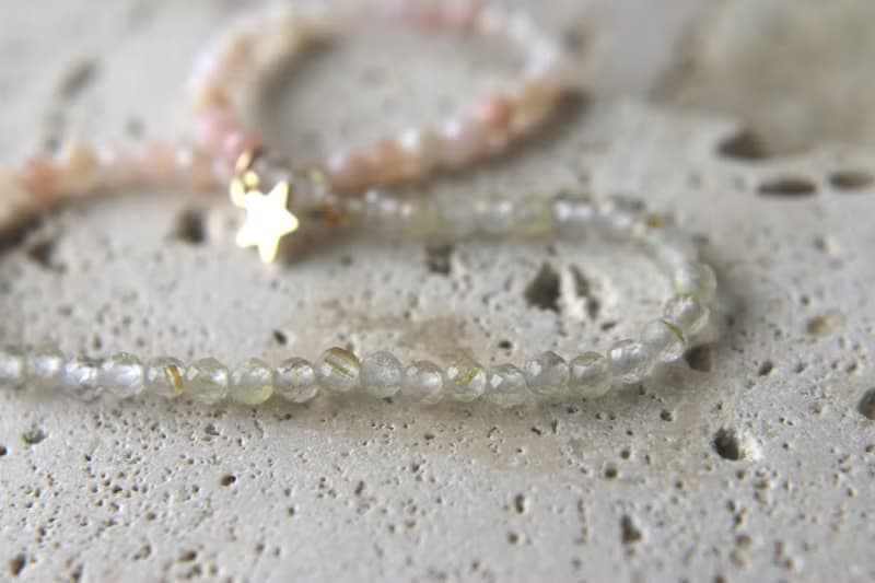 手環 蛋白石 金髮晶 彈性繩 - 一半一半 -