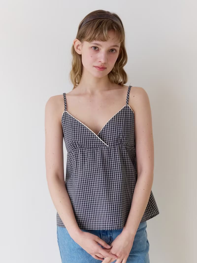 Uze check blouse_ Navy