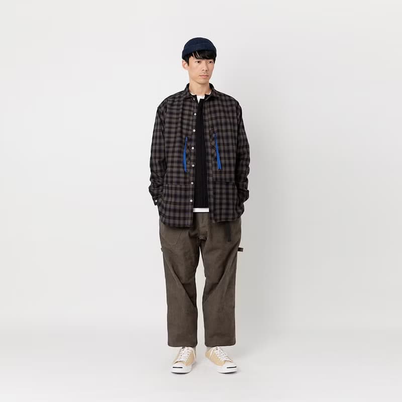 Wide Spread Collar Shirt長袖法蘭絨襯衫外套 棕色格子
