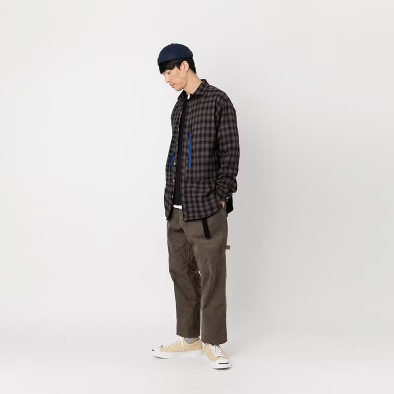 Wide Spread Collar Shirt長袖法蘭絨襯衫外套 棕色格子
