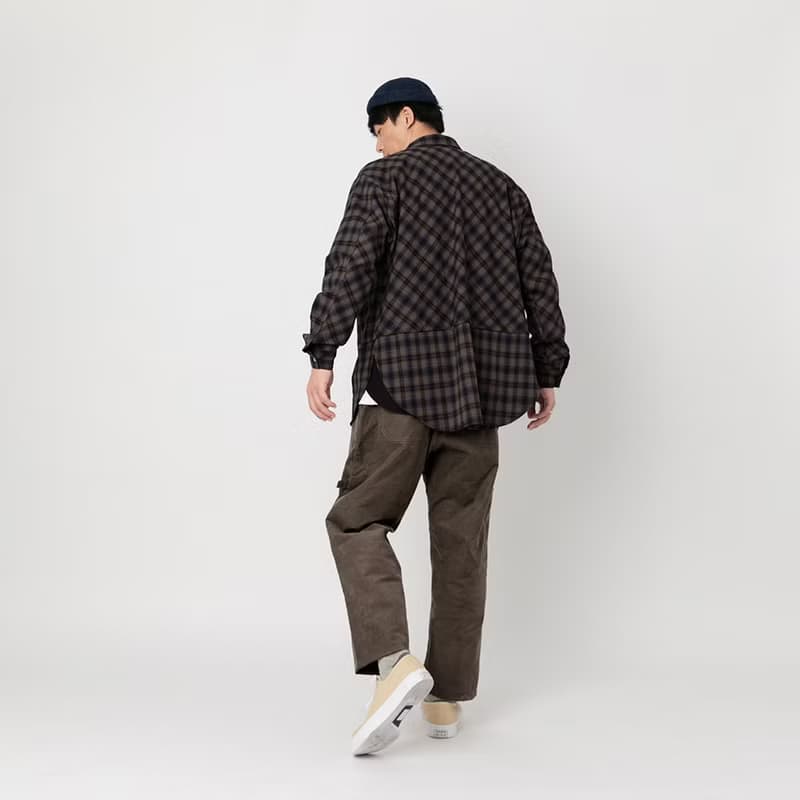 Wide Spread Collar Shirt長袖法蘭絨襯衫外套 棕色格子