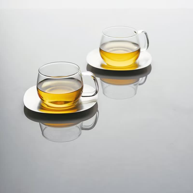 日本KINTO UNITEA 玻璃杯盤組230ml (不銹鋼杯盤)