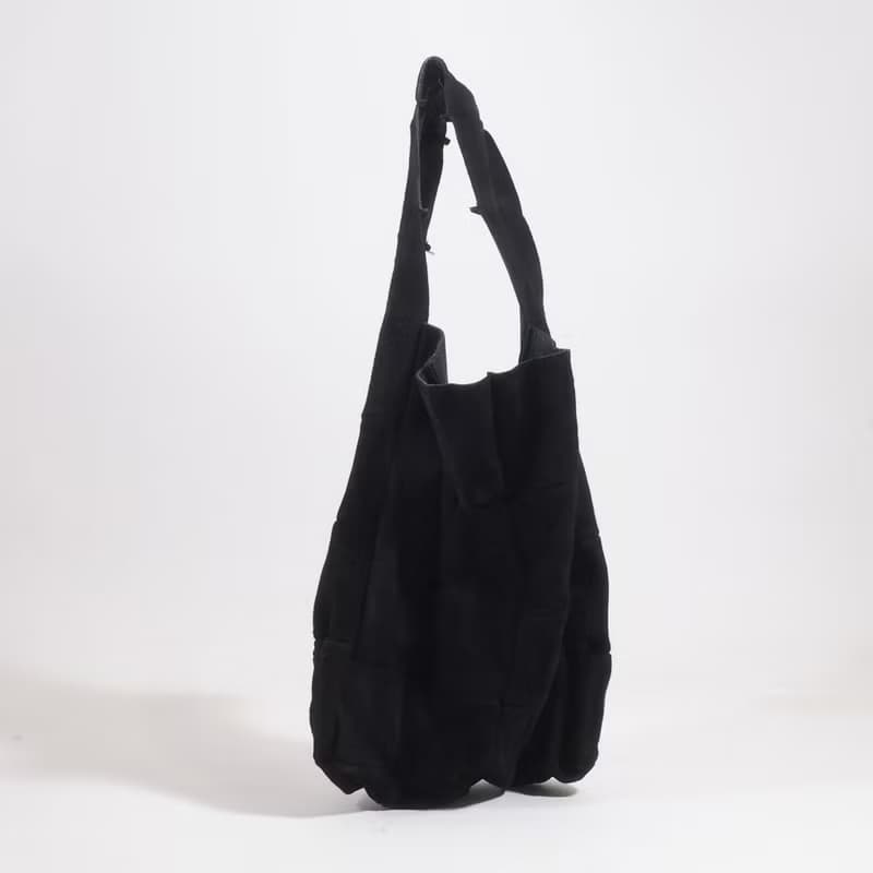 つぎしわbag#黒/本革/山羊革/リバーシブル/手提げ/ハンドバッグ/HB044