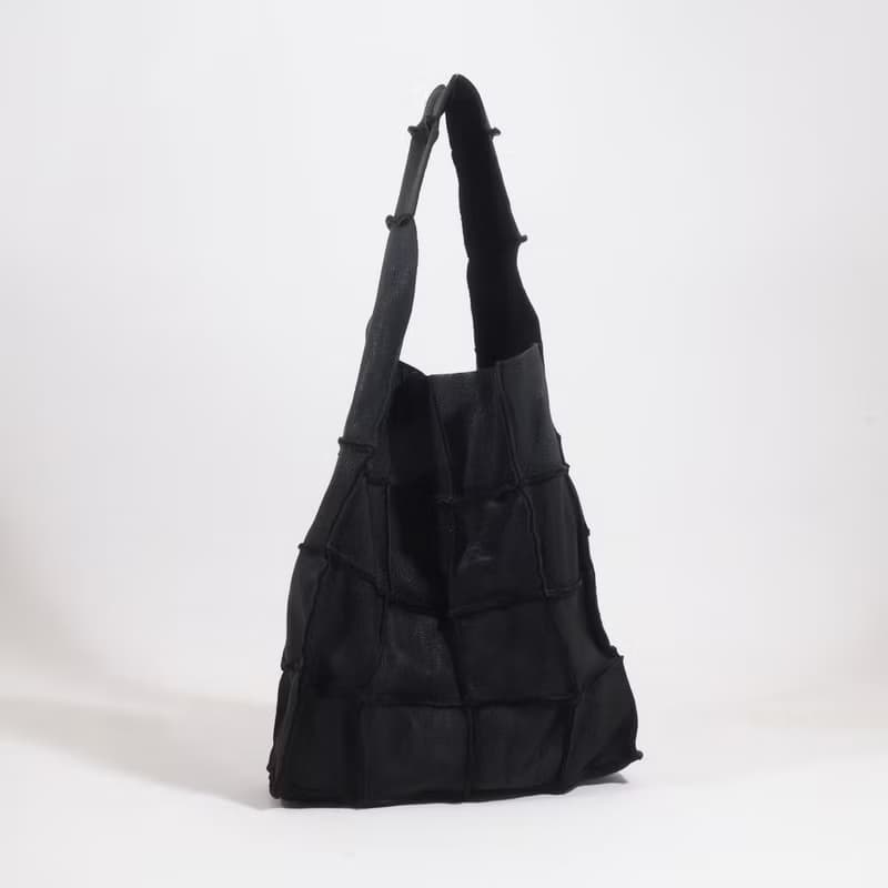 つぎしわbag#黒/本革/山羊革/リバーシブル/手提げ/ハンドバッグ/HB044