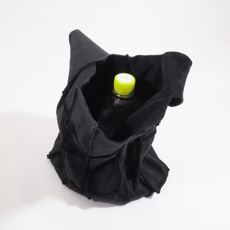 つぎしわbag#黒/本革/山羊革/リバーシブル/手提げ/ハンドバッグ/HB044