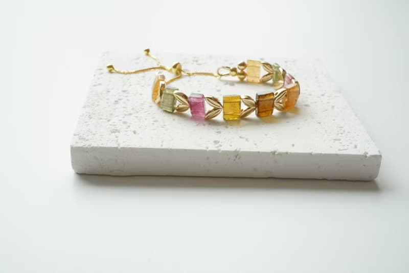 天然碧璽手排14KGF手鏈