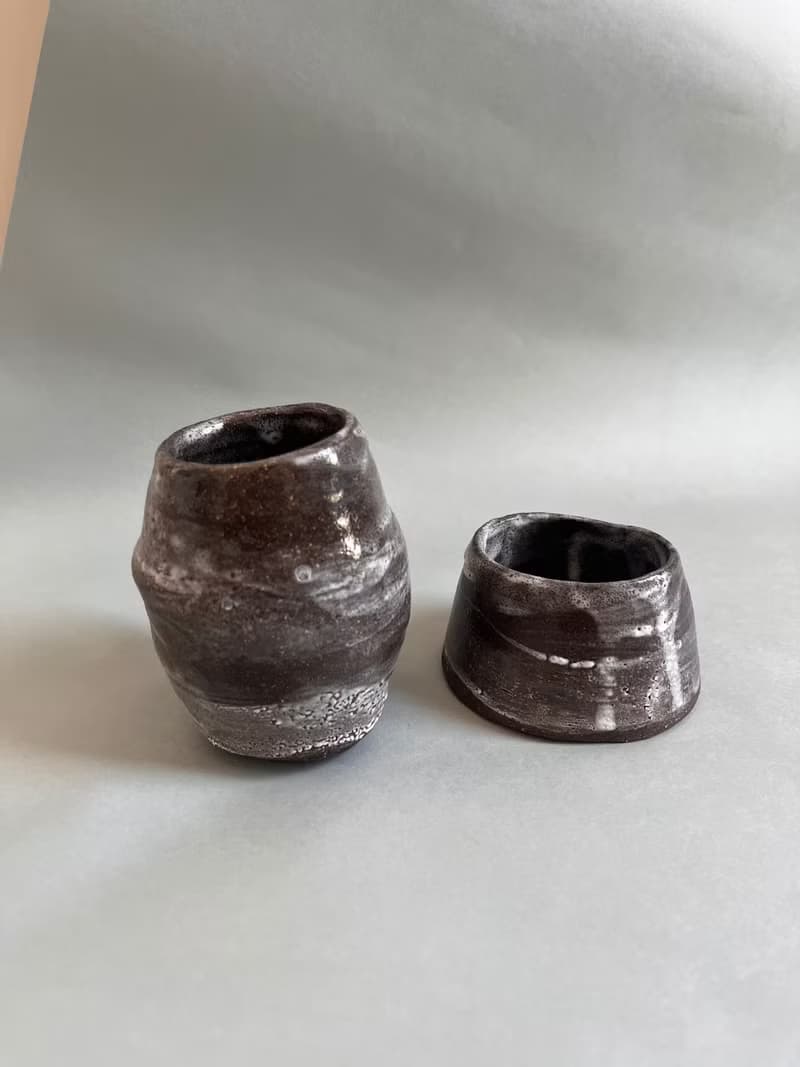 Espresso cup / Coffee mug / Tea cup (2 pieces) - Black Landscape