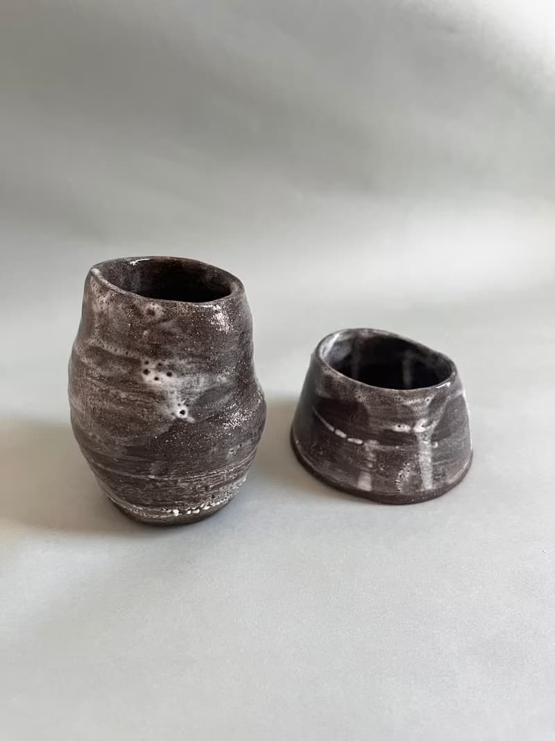 Espresso cup / Coffee mug / Tea cup (2 pieces) - Black Landscape