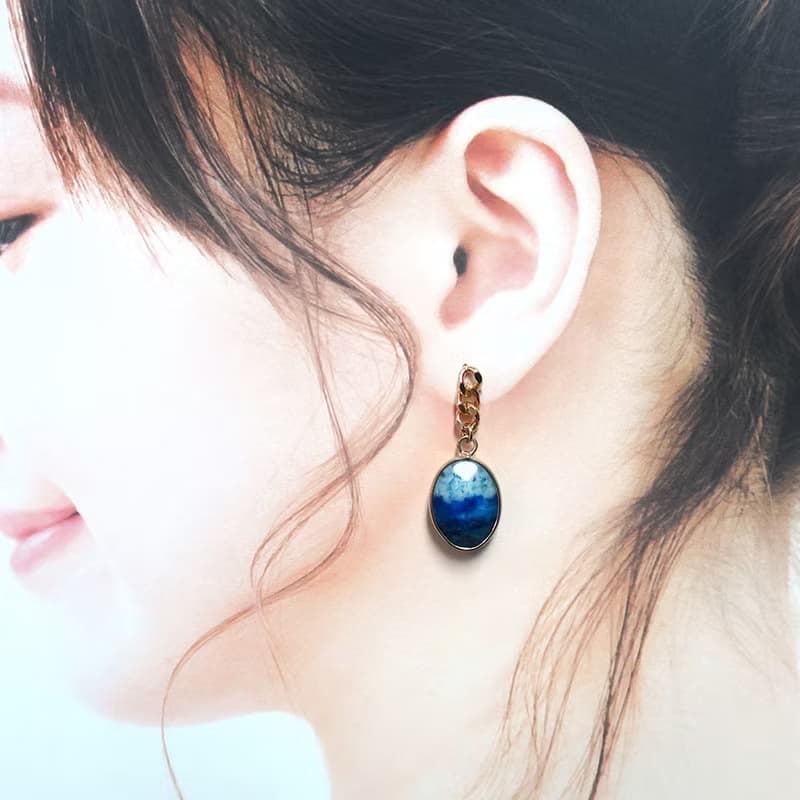 VIIART。水鏡。青金石925銀鍍金耳針耳環。即將絕版
