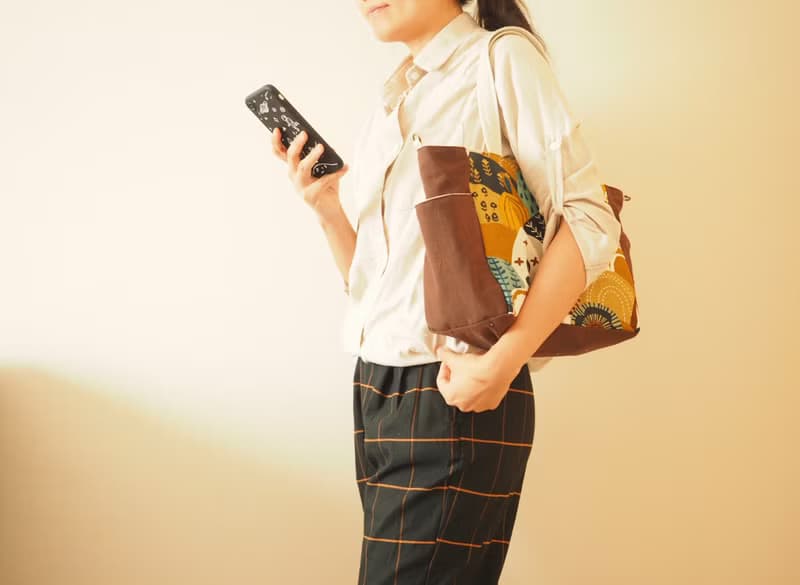 原創手工縫製托特側肩包帆布包 簡約北歐黑熊圖案 可側背手挽