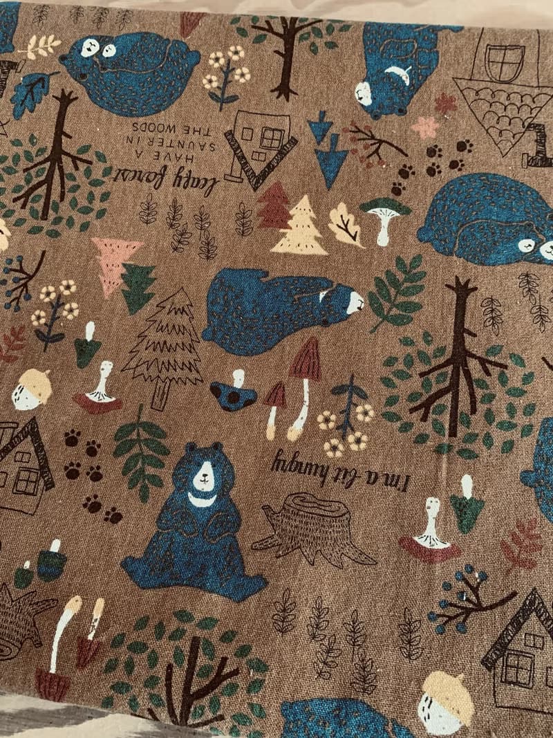 原創手工縫製托特側肩包帆布包 簡約北歐黑熊圖案 可側背手挽