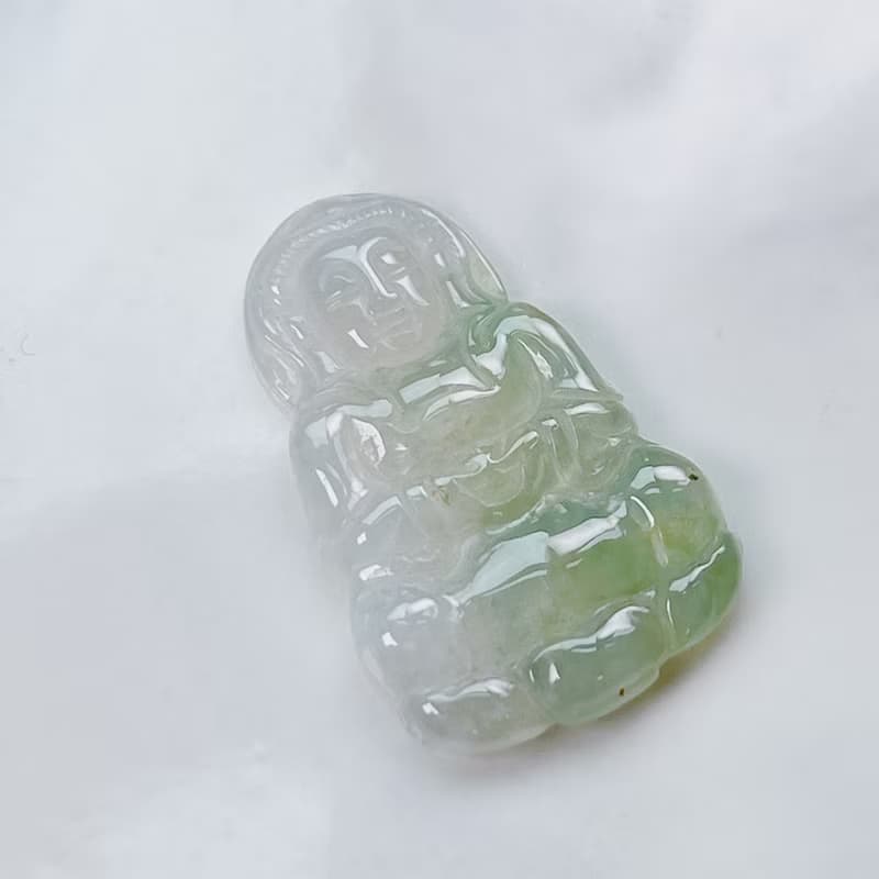冰種飄綠翡翠觀音菩薩項鍊 | 天然緬甸玉翡翠A貨 | 送禮