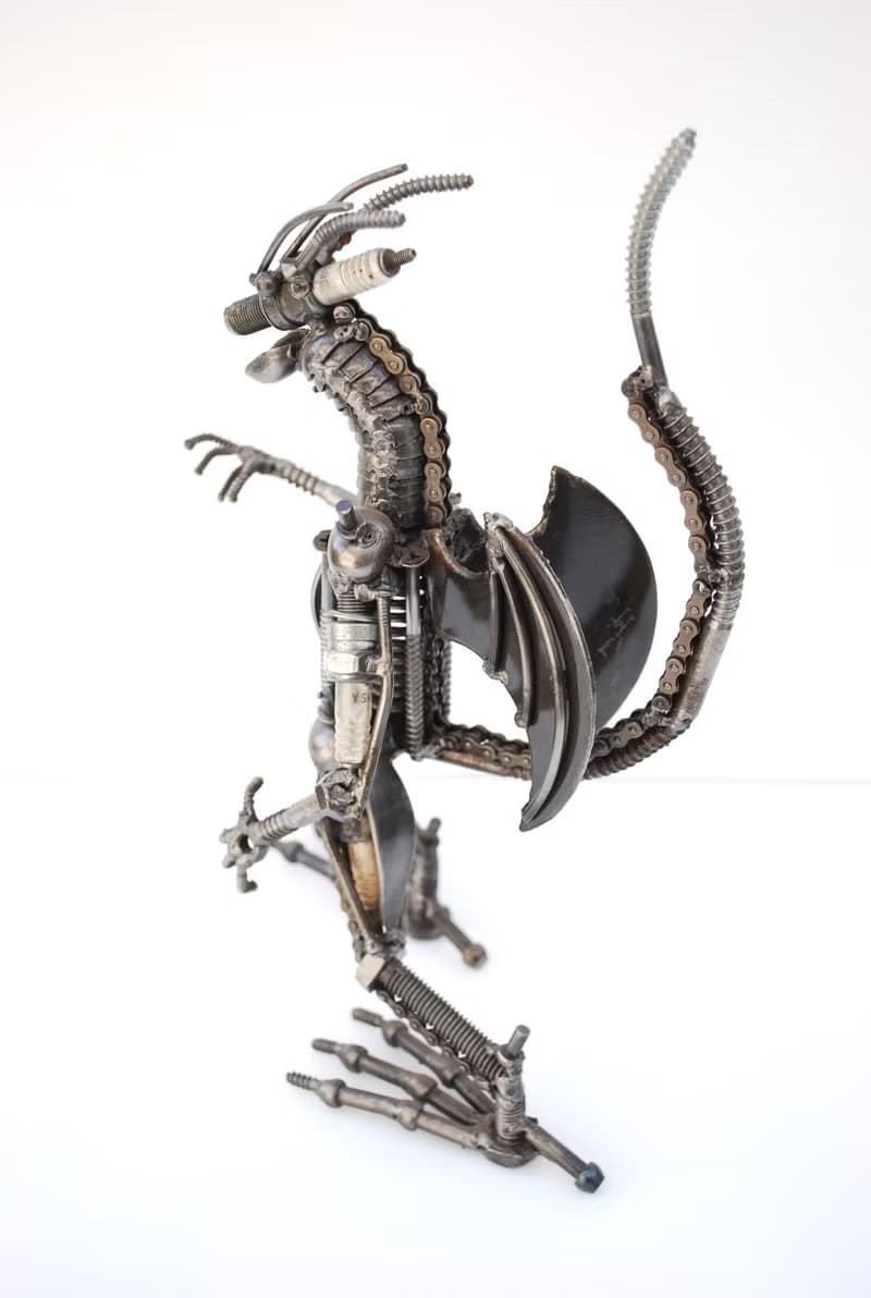 Dragon Scrap Metal Sculpture, Wow Gift For Son, Wow Anniversary gift for him