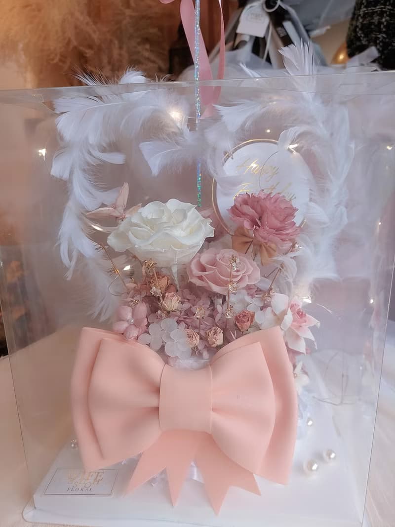 粉紅甜心8吋單層有錢花蛋糕 生日 乾燥花 永生花