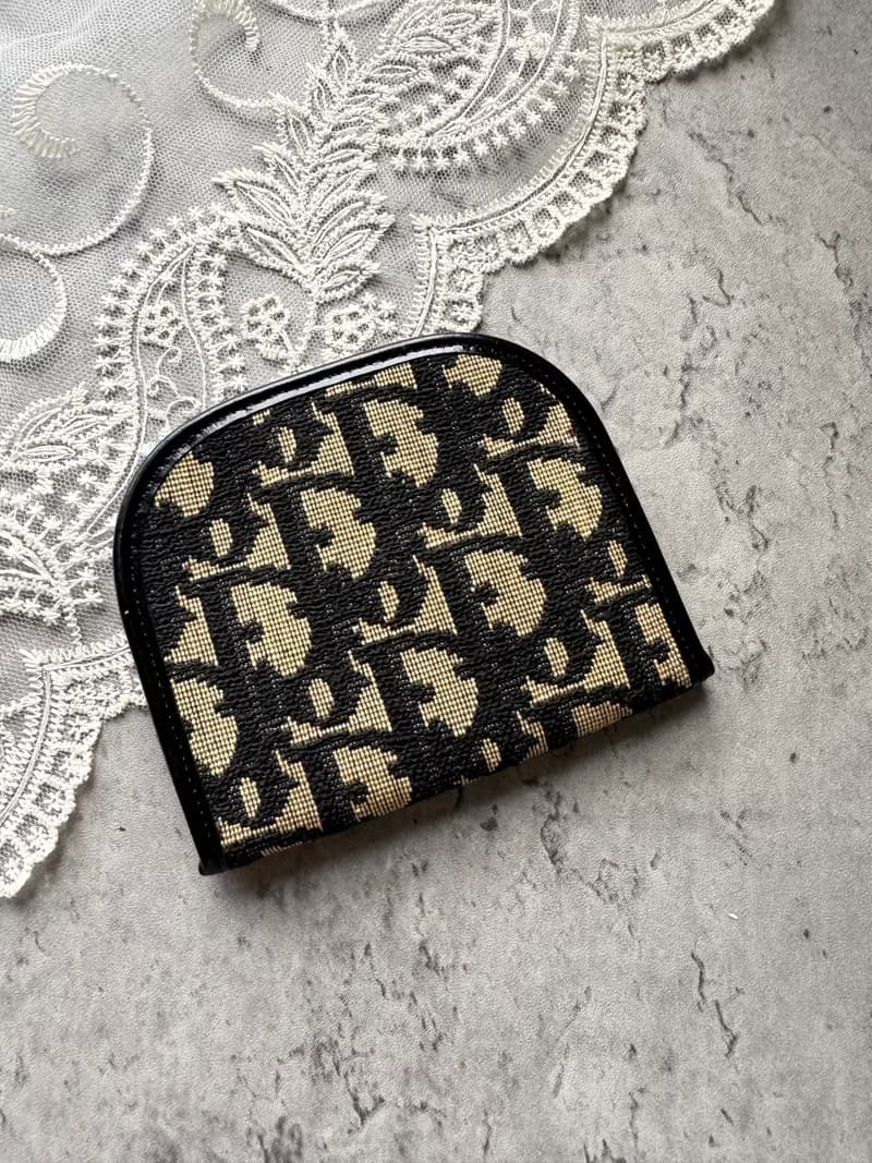 中古正品 Christian Dior Oblique 老花 緹花 零錢包 卡夾 禮物