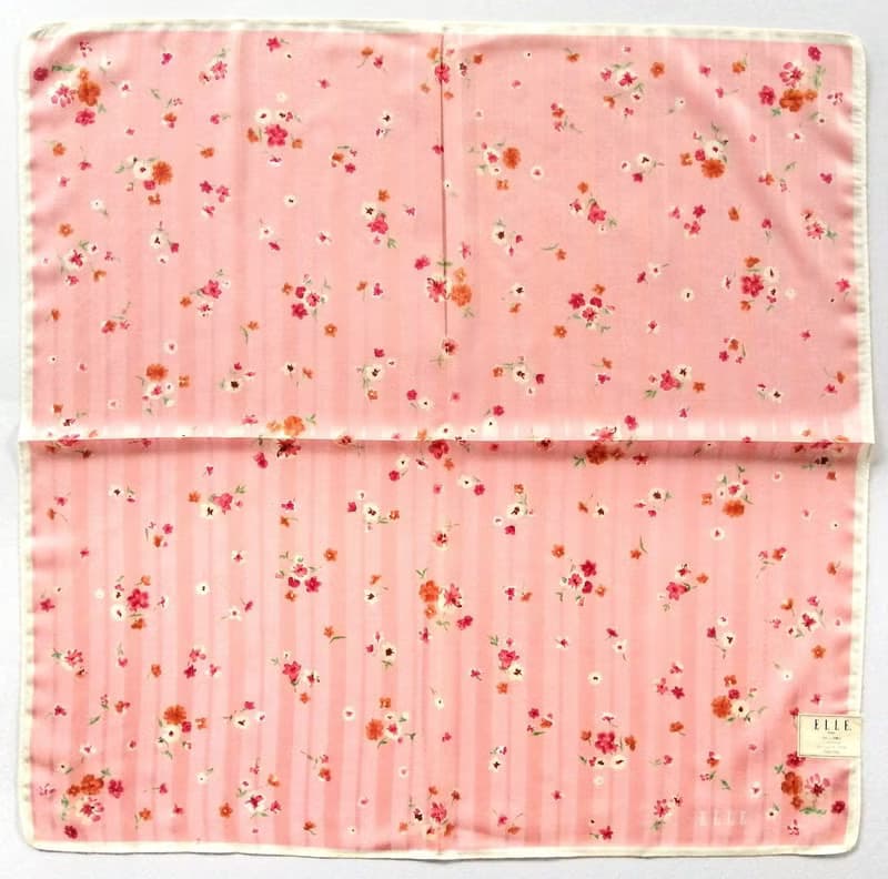 ELLE Paris Vintage Handkerchief Women Pink Floral Gift 23 x 23 inches