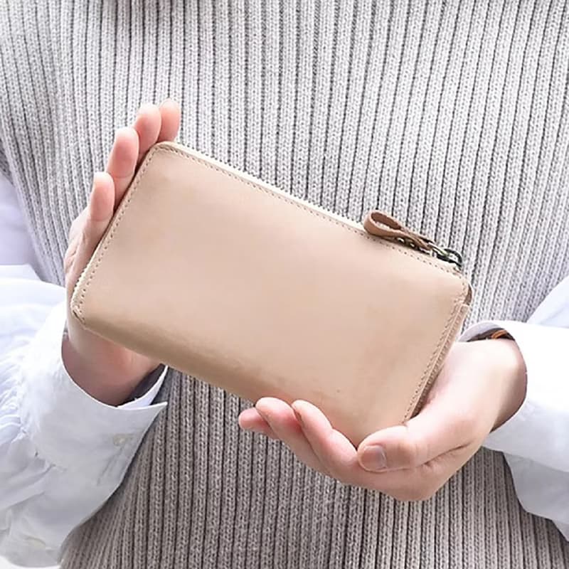 日本設計 TIDY2.0小長夾 可收納鑰匙 超輕薄 優雅杏