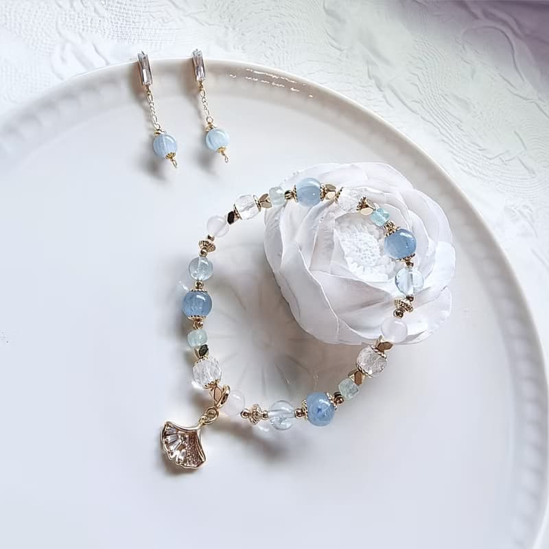 無際 | 天青藍晶石 藍拓帕石 天然水晶手鍊 彈性鍊 可改磁扣延長