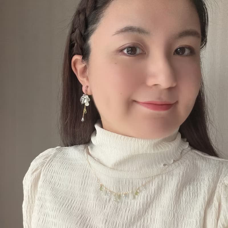 14KGF 綠色紫水晶 x 葡萄石 長耳環 / 二月誕生石 / 耳夾