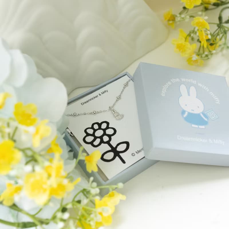 【Pinkoi x miffy】Miffy和花純銀手鏈 銀色