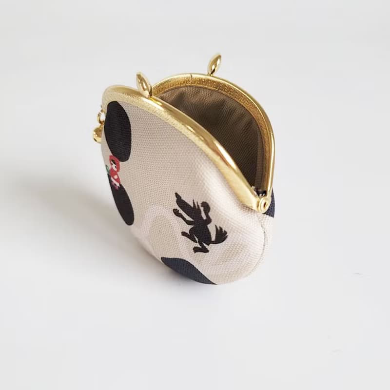 防潑水小蛋零錢包 口金包鑰匙圈 印花布包-珍珠奶茶 小紅帽
