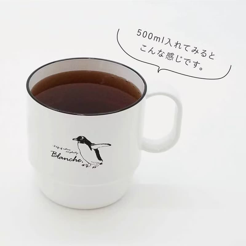 Blanche. たっぷり 500ml マグ おしゃれ オフィス カフェ コーヒー ペンギン お茶 ギフト 電子レンジ対応 食洗機対応 日本製