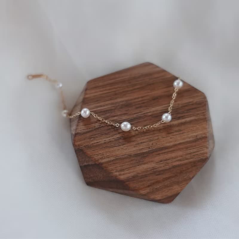 Starry Pearl 天然珍珠滿天星手鍊 14K注金