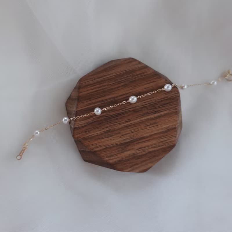 Starry Pearl 天然珍珠滿天星手鍊 14K注金