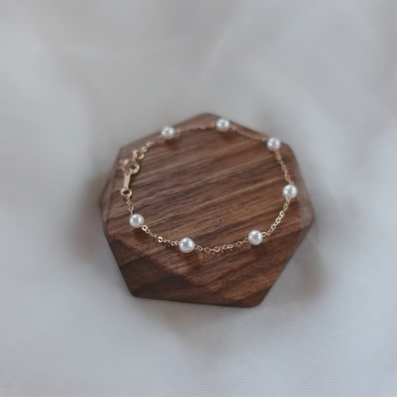 Starry Pearl 天然珍珠滿天星手鍊 14K注金