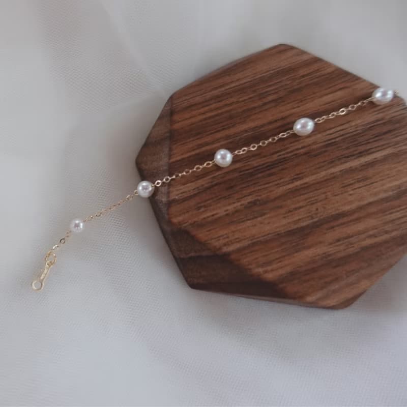 Starry Pearl 天然珍珠滿天星手鍊 14K注金