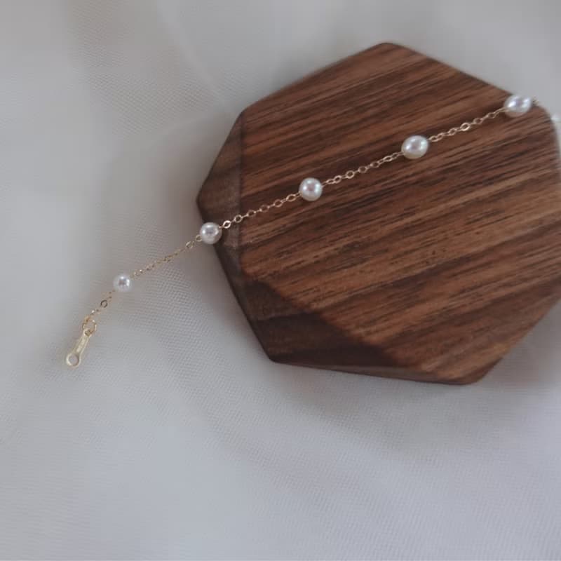 Starry Pearl 天然珍珠滿天星手鍊 14K注金