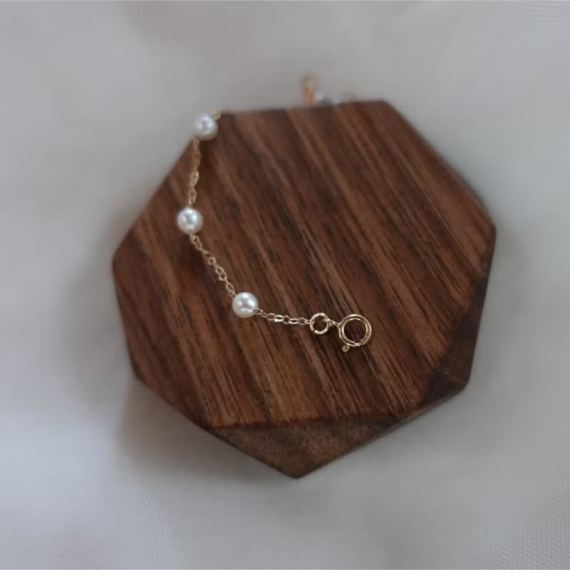 Starry Pearl 天然珍珠滿天星手鍊 14K注金