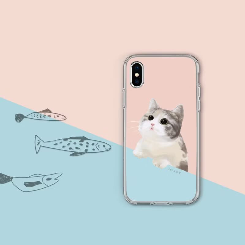 iPhone 16/15/14/13/SE3 萌萌療癒喵星人 透明耐衝擊防摔手機殼