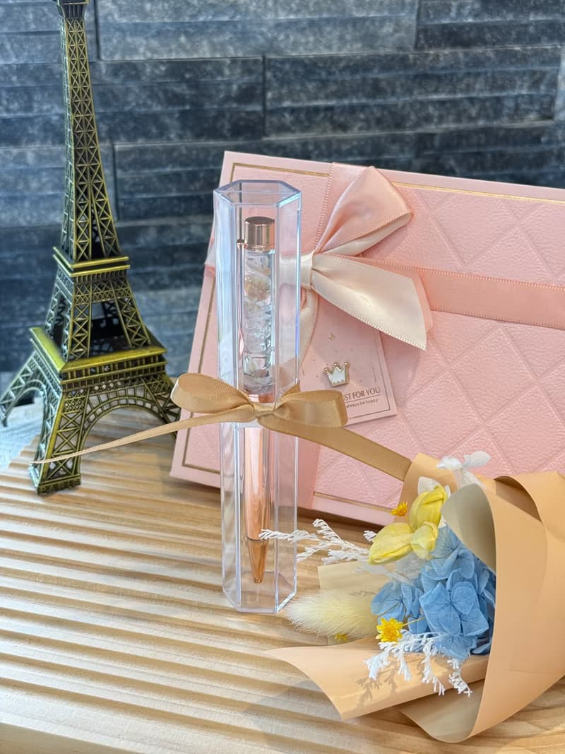 香氛永生花束 x 水晶筆組  淡雅香氣質感生活小禮