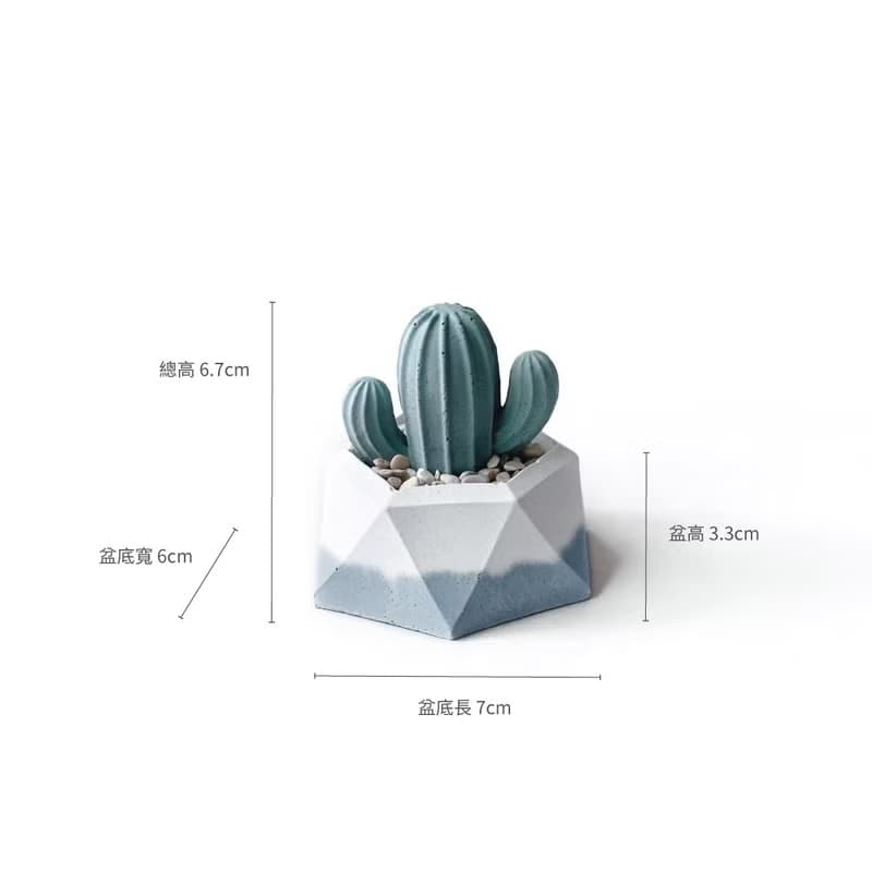 (預購)莫蘭迪藍系列 | 仙人掌造型水泥擴香石組合 辦公室懶人植栽