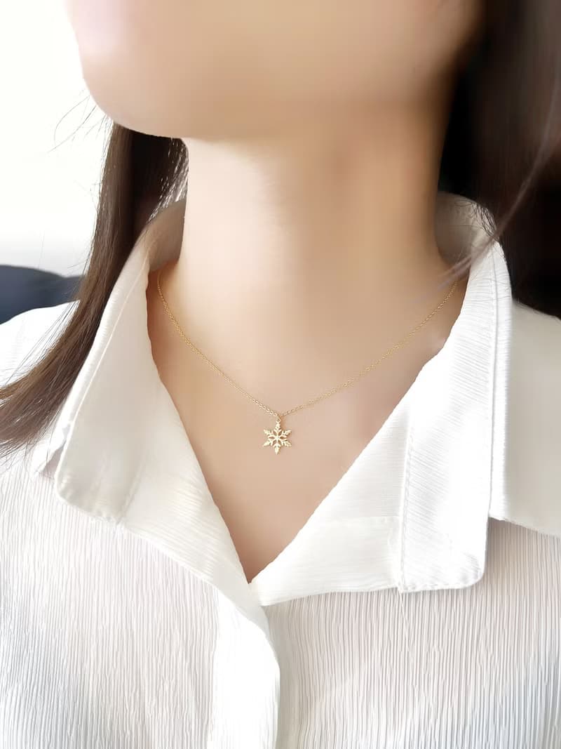 【精緻禮盒】金色雪花項鍊 #百搭 可水洗 精緻節 質感 女友款