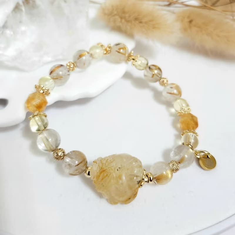 鈦晶龍龜設計手鍊/正偏財都招、避邪擋煞之搭配水晶