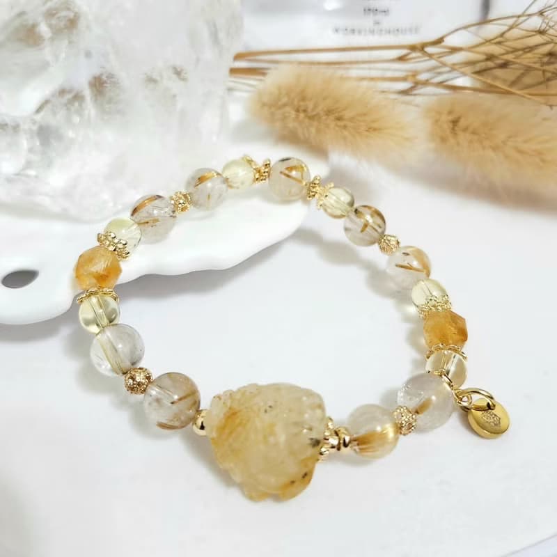 鈦晶龍龜設計手鍊/正偏財都招、避邪擋煞之搭配水晶