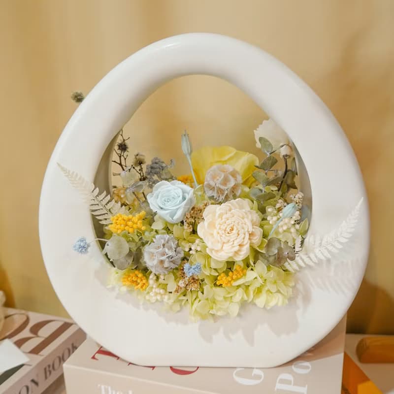 永生花特色O型大提籃-藍綠色