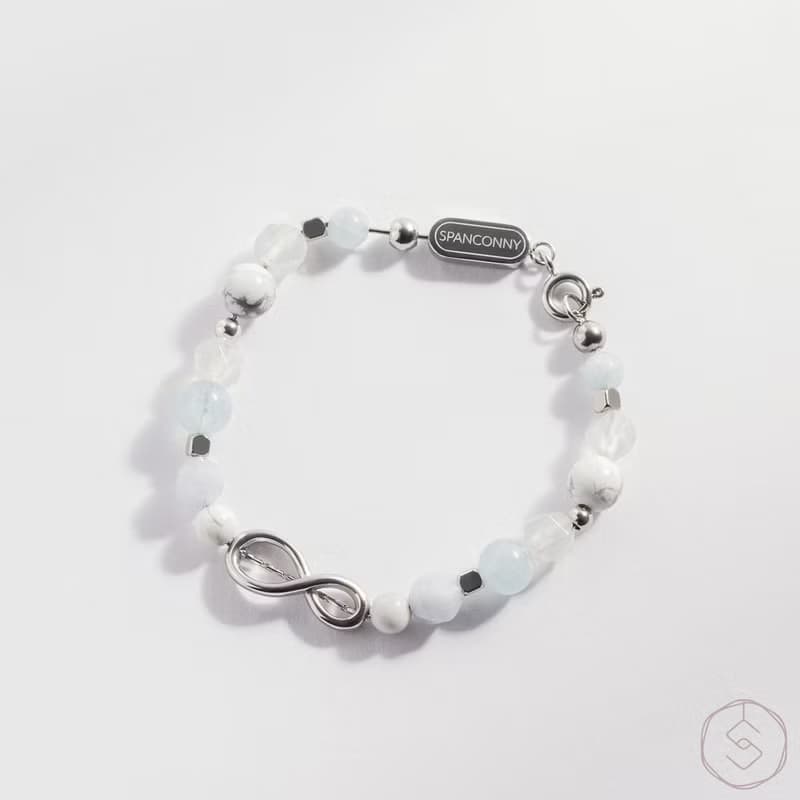 專屬無限 | 海藍寶  草莓晶 白瑪瑙 | 兒童款水晶手鍊(CONNY系列)