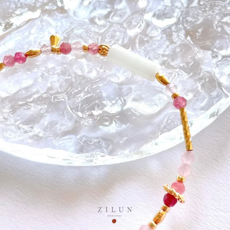 【七月】誕生石手鍊 • 南灣淺海珊瑚粉 成品&材料包 • 可碰水