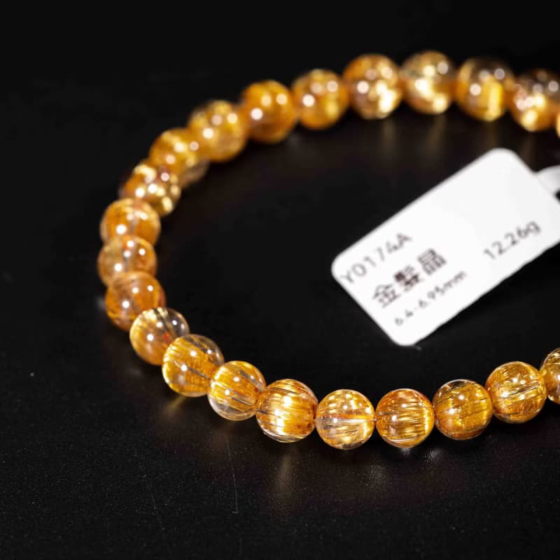 頂級金鈦晶手鍊 | 一物一圖 | 天然金髮晶招財水晶手鏈