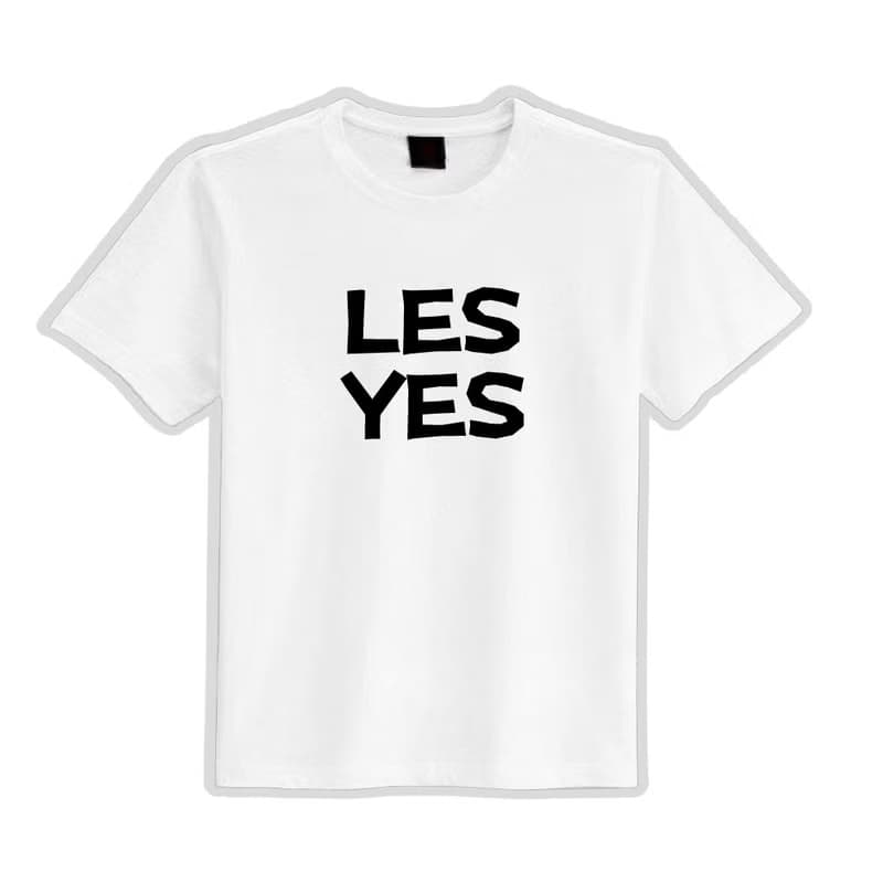 LES YES 女同志 諧音 彩虹 文創 衣服 T恤 黑T 童裝 純棉 排汗衣