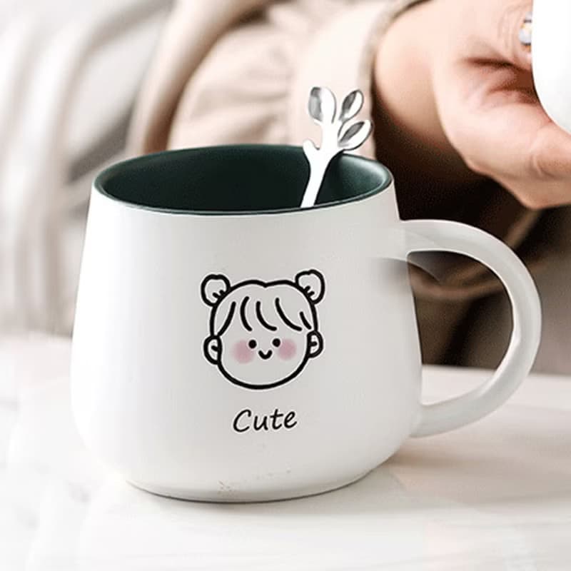 【OMORY】小倆口大肚杯350ML(附匙) 交換禮物 情侶 朋友