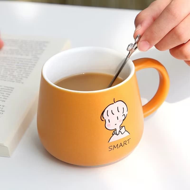 【OMORY】小倆口大肚杯350ML(附匙) 交換禮物 情侶 朋友