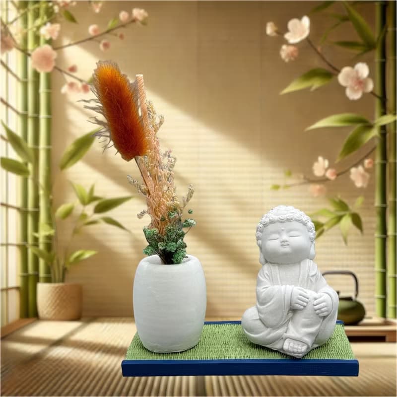 禪風設計 仿真榻榻米版香氛組 淨念吉祥之小佛隨願 居家涼感提升