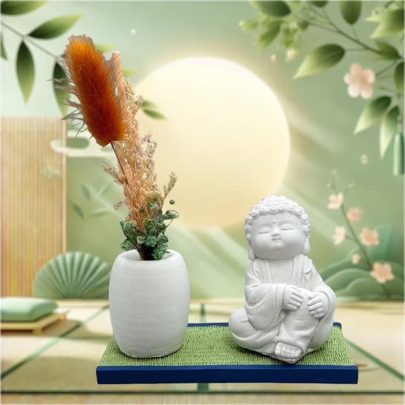 禪風設計 仿真榻榻米版香氛組 淨念吉祥之小佛隨願 居家涼感提升